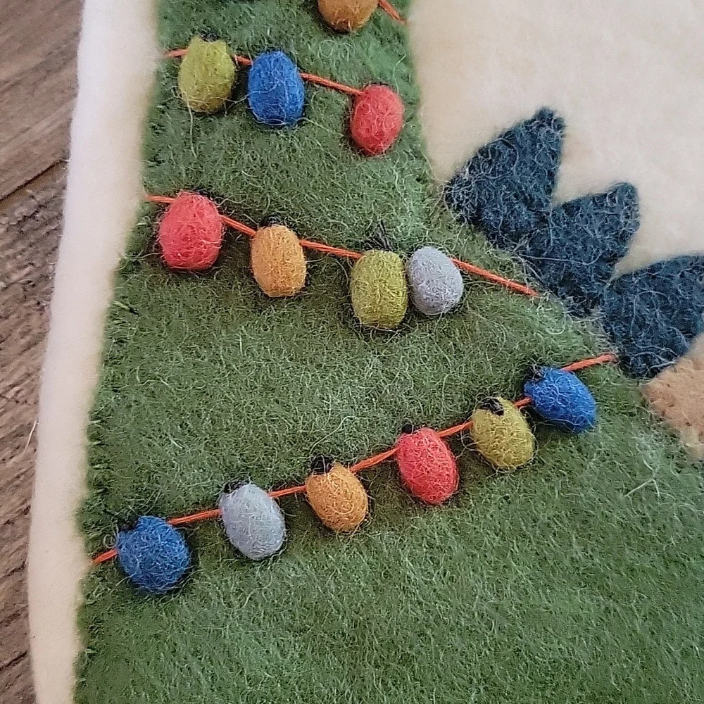 West Elm Dinosaur Brontosaurus Felted Wool Chrismas Stocking Handmade Nepal NWT